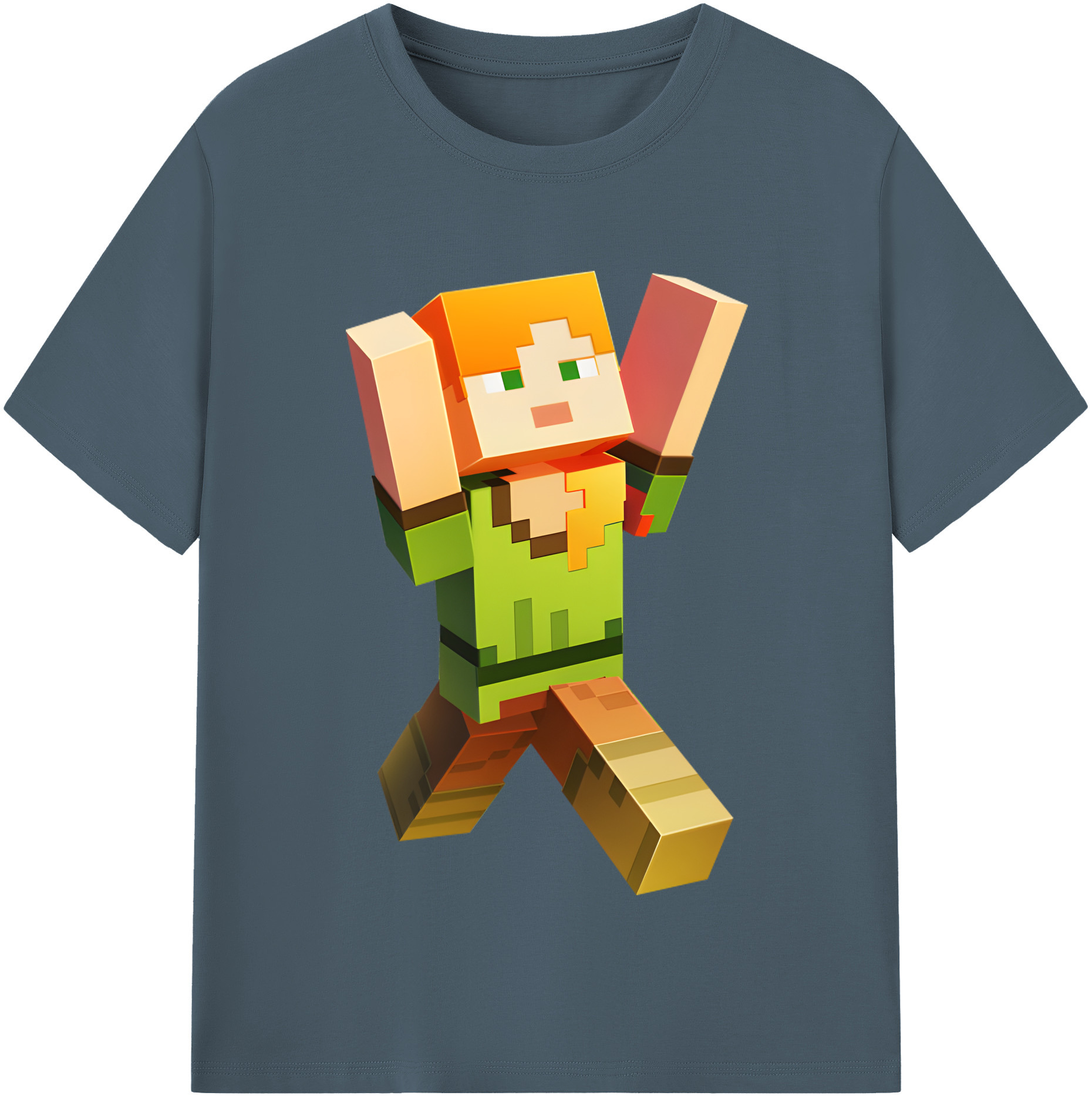 （画像用） マインクラフト ブロックの世界 Minecraft MC Block world 綿100％半袖Tシャツ（フロントプリント）